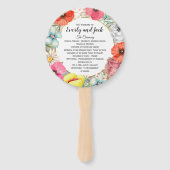 Boho Floral Wreath Pink Gold Wedding Programme Handwaaier (Voorkant)