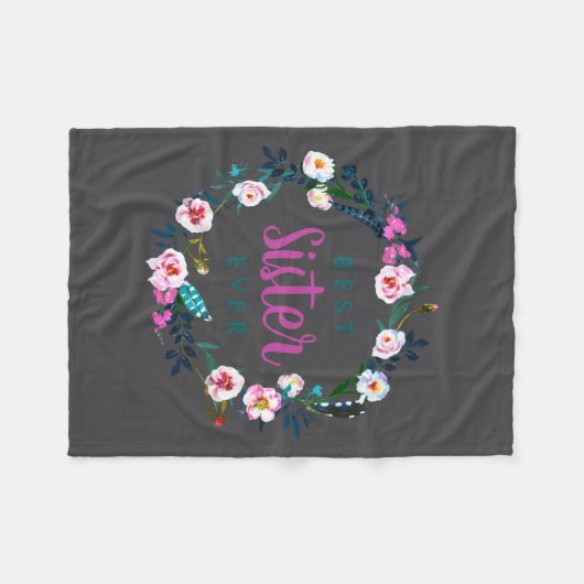 Boho Floral Wreath Sister Ever  Fleece Deken (Voorkant (Horizontaal))