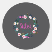 Boho Floral Wreath Sister Ever  Ronde Sticker (Voorkant)