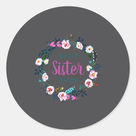 Boho Floral Wreath Sister Ever Ronde Sticker (Voorkant)