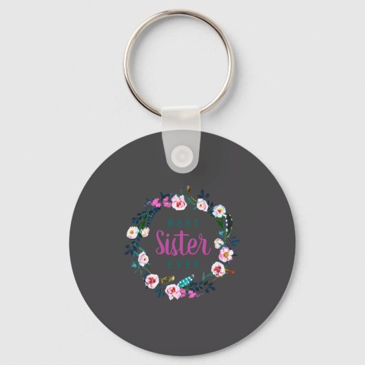 Boho Floral Wreath Sister Ever  Sleutelhanger (Voorkant)
