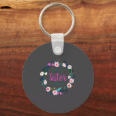 Boho Floral Wreath Sister Ever  Sleutelhanger (Voorkant)