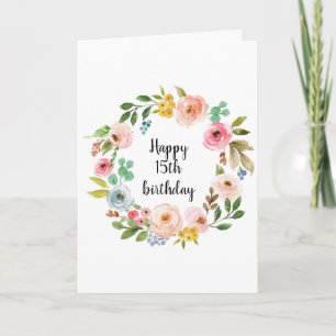 Boho Floral Wreath Waterverf Birthday Girl Kaart