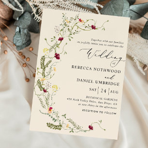 Boho Floral Wreath Wedding Kaart