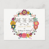 Boho Floral Wreath Wedding Save the Date Aankondigingskaart (Voorkant)