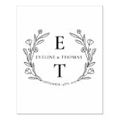 Boho floral wreatous trouwmonogram logo rubberstempel (Afrduk)
