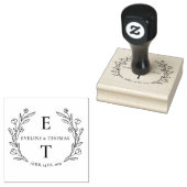 Boho floral wreatous trouwmonogram logo rubberstempel (Gestempeld)