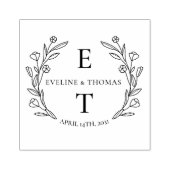 Boho floral wreatous trouwmonogram logo rubberstempel (Afrduk)