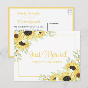 Boho Floral Yellow Sunflower Net huwelijkshuwelijk Aankondigingskaart
