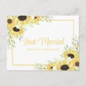 Boho Floral Yellow Sunflower Net huwelijkshuwelijk Aankondigingskaart (Voorkant)