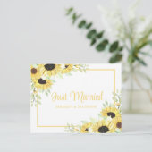 Boho Floral Yellow Sunflower Net huwelijkshuwelijk Aankondigingskaart (Staand voorkant)
