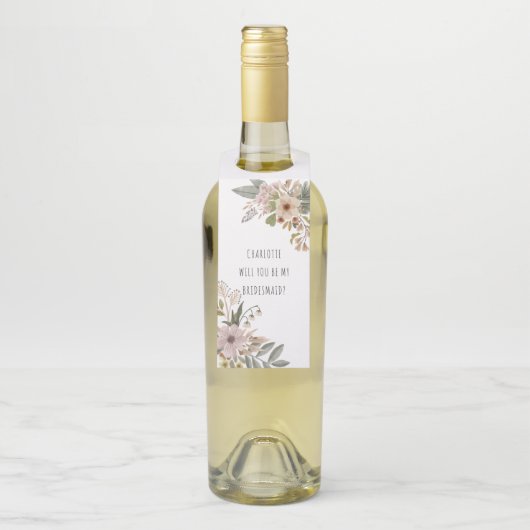 Boho Floral zal je mijn Bridesmaid zijn Flessenhanger (Op fles)