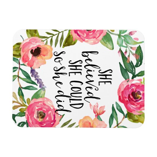 Boho floral ze geloofde dat ze kon, citaten inspir magneet (Horizontaal)