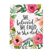 Boho floral ze geloofde dat ze kon, citaten inspir magneet (Verticaal)