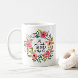 Boho floral Ze geloofde dat ze kon, dus deed ze da Koffiemok