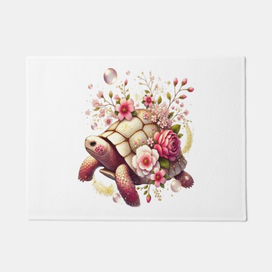Boho Floral Zee Schildpad Roze Bloesem Deurmat (Voorkant)