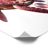 Boho Floral Zee Schildpad, Roze Bloesem Poster (Hoek)