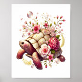 Boho Floral Zee Schildpad Roze Bloesem Poster (Voorkant)