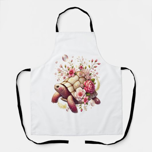 Boho Floral Zee Schildpad Roze Bloesem Schort (Voorkant)