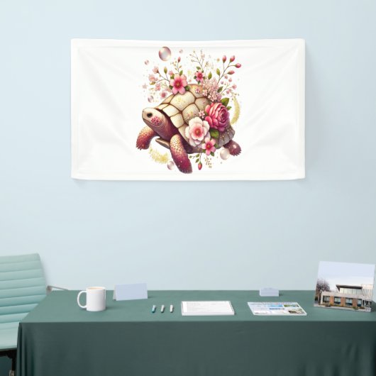 Boho Floral Zee Schildpad Roze Bloesem Spandoek (Beurs)