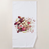 Boho Floral Zee Schildpad Roze Bloesem Strandlaken (Voorkant)