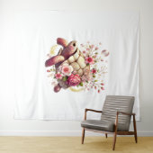 Boho Floral Zee Schildpad Roze Bloesem Wandkleed (In Situ (horizontaal))