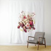 Boho Floral Zee Schildpad Roze Bloesem Wandkleed (In situ)