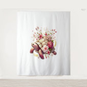 Boho Floral Zee Schildpad Roze Bloesem Wandkleed (Voorkant)