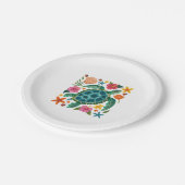 Boho Floral Zee Turtle Papieren Bordje (Gekanteld)