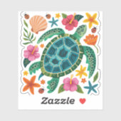 Boho Floral Zee Turtle Sticker (Vel)