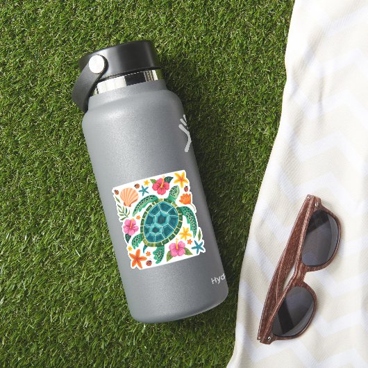 Boho Floral Zee Turtle Sticker (HydroFlask Insitu)