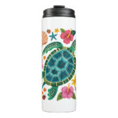 Boho Floral Zee Turtle Thermosbeker (Voorkant)