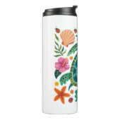 Boho Floral Zee Turtle Thermosbeker (Gedraaid links)