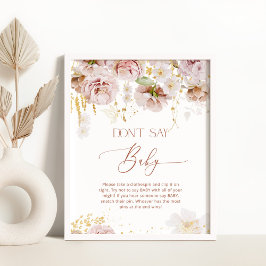 Boho floral Zeg geen baby game Poster