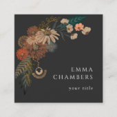 Boho Floral Zwart Visitekaartje (Voorkant)