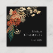 Boho Floral Zwart Visitekaartje (Voorkant)