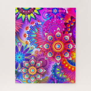 Boho florale abstracte kunst kleurig legpuzzel