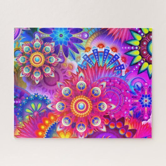 Boho florale abstracte kunst kleurig legpuzzel (Horizontaal)