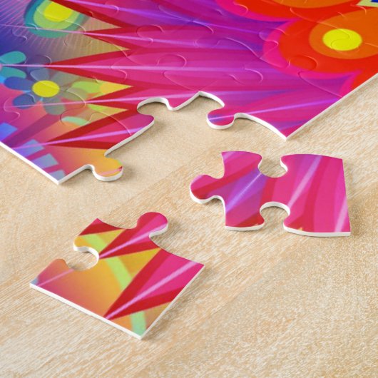 Boho florale abstracte kunst kleurig legpuzzel (Zijkant)