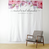 Boho florale achtergrond. Peony-trouwachtergrond Wandkleed (In situ)