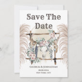Boho florale antler hert schedel save the date (Voorkant)