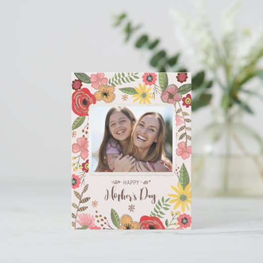 Boho florale blush girale moederdag briefkaart (Staand voorkant)