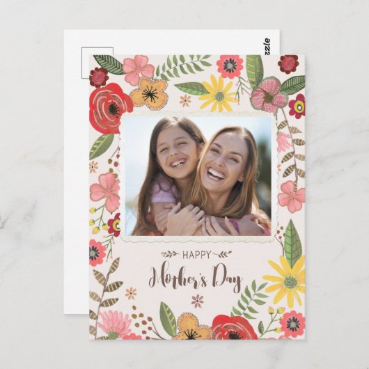 Boho florale blush girale moederdag briefkaart (Voorkant / Achterkant)