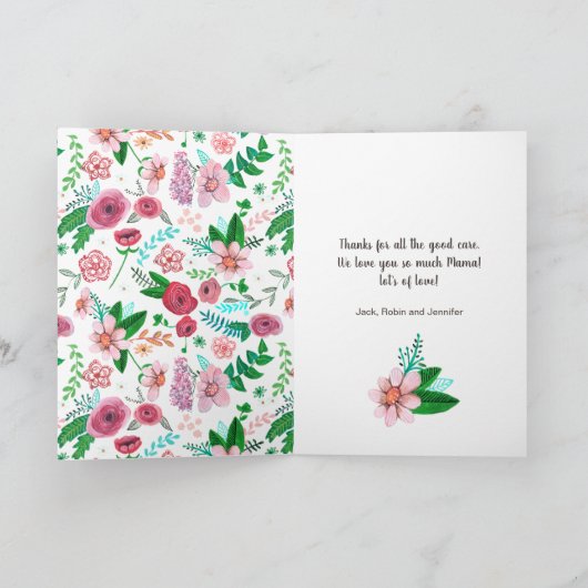 Boho florale gele moederdag tekening kaart (Binnen)