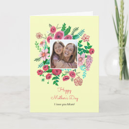 Boho florale gele moederdag tekening kaart