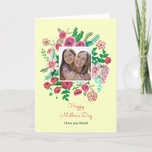 Boho florale gele moederdag tekening kaart