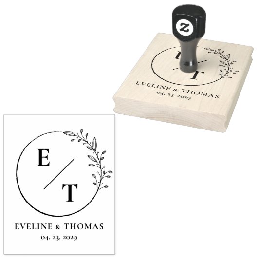 Boho florale met botanische bruiloft monogram logo rubberstempel (Gestempeld)