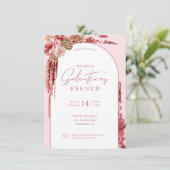 Boho florale moderne roze uitnodiging (Staand voorkant)