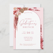 Boho florale moderne roze uitnodiging (Voorkant)