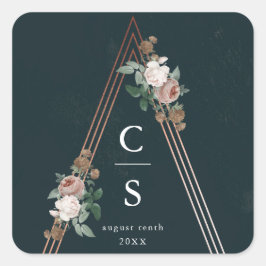 Boho florale piramide structural bruiloft vierkante sticker